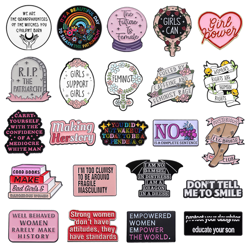 Jewelry Making History - Women Girl Power Enamel Pins Feminist