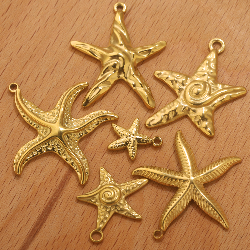 Jewelry Making Supplies Wholesale - 5pcs Stainless Steel Summer Starfish Sea