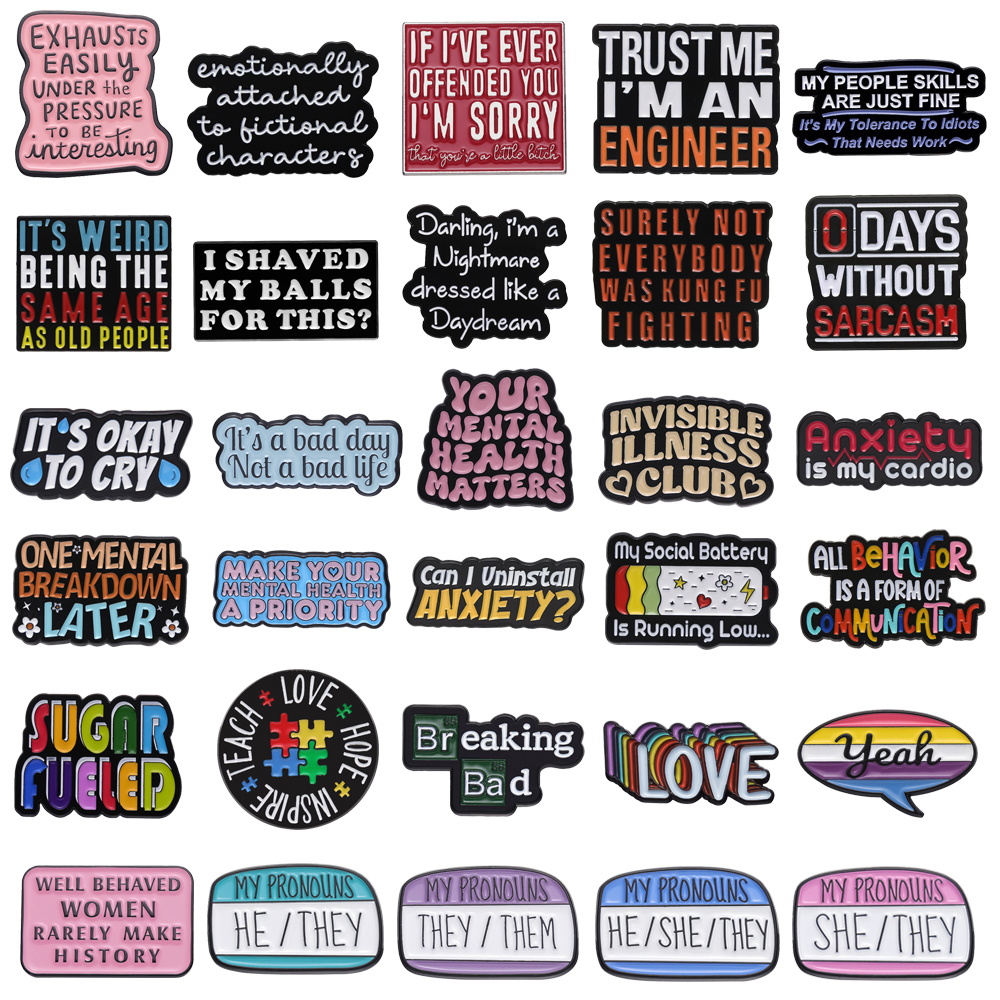 Jewelry Making History - Cartoon Letter Metal Brooch Rainbow Love