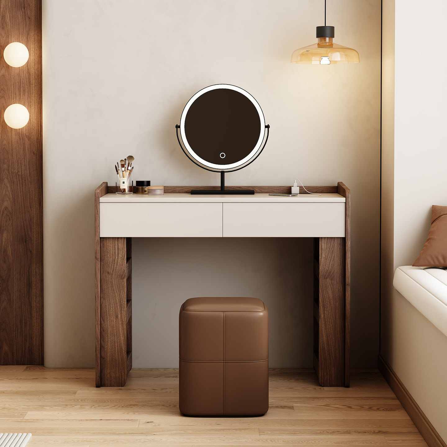 Walnut Fabric Dressing Table J - Jewelry Making Table recension och pris