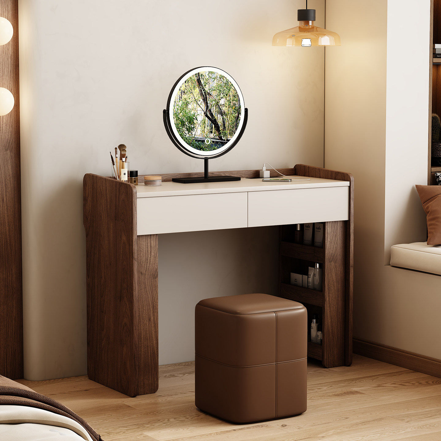 Walnut Fabric Dressing Table J - Jewelry Making Table recension och pris