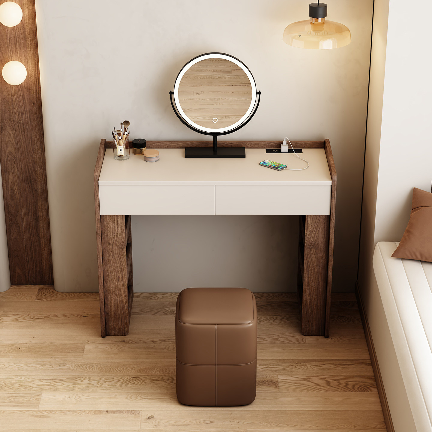 Walnut Fabric Dressing Table J - Jewelry Making Table recension och pris