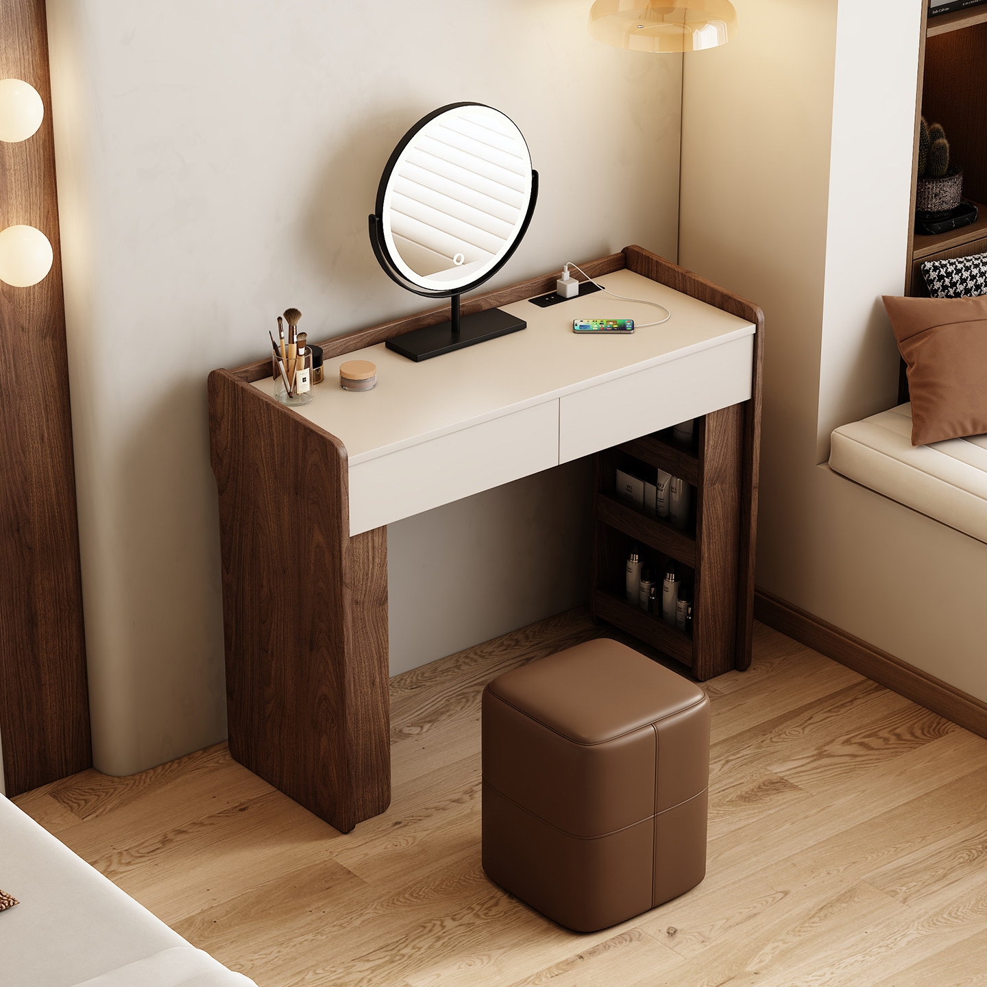 Walnut Fabric Dressing Table J - Jewelry Making Table recension och pris