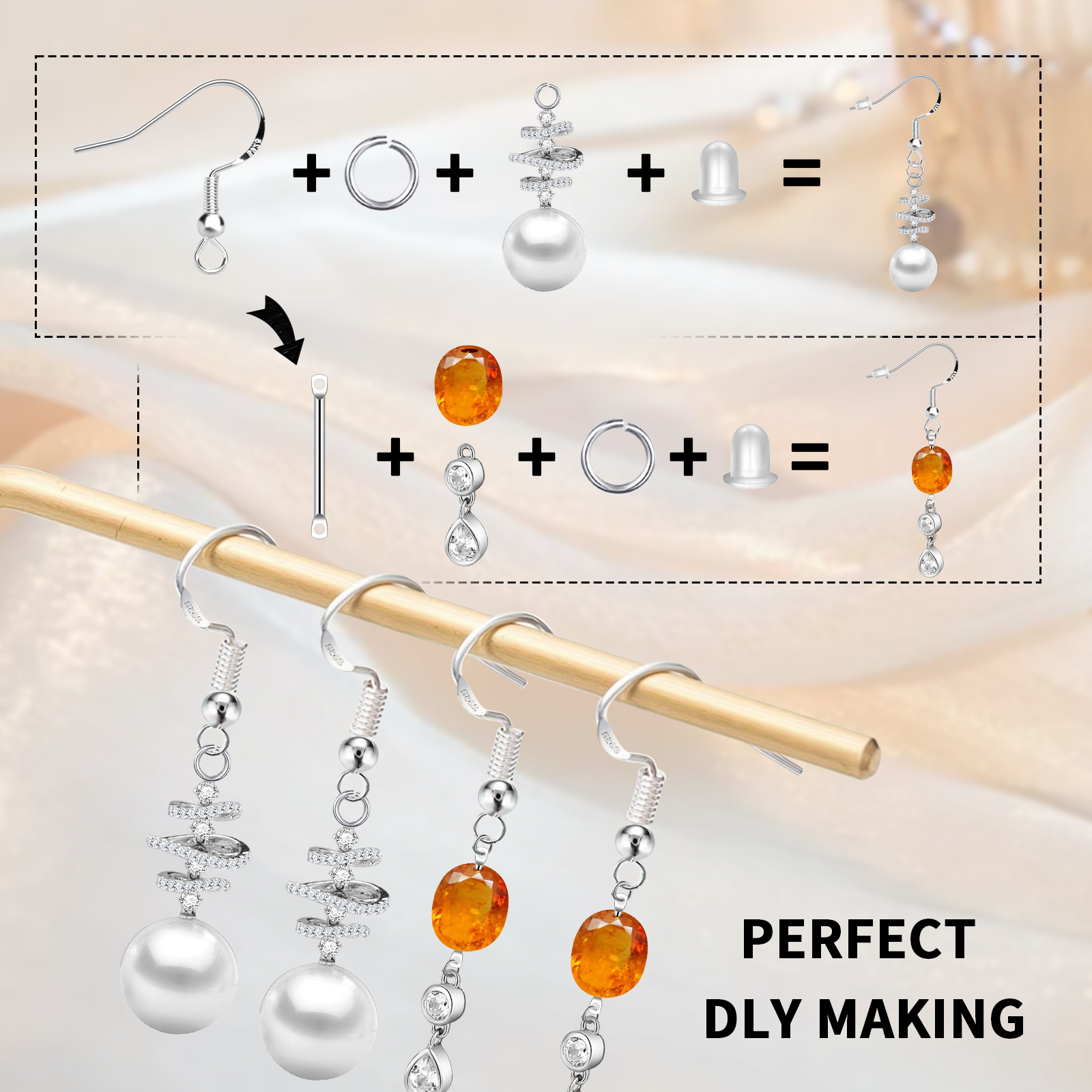 925 Silver/Gold Plated Earring - Jewelry Making Silver recension och pris