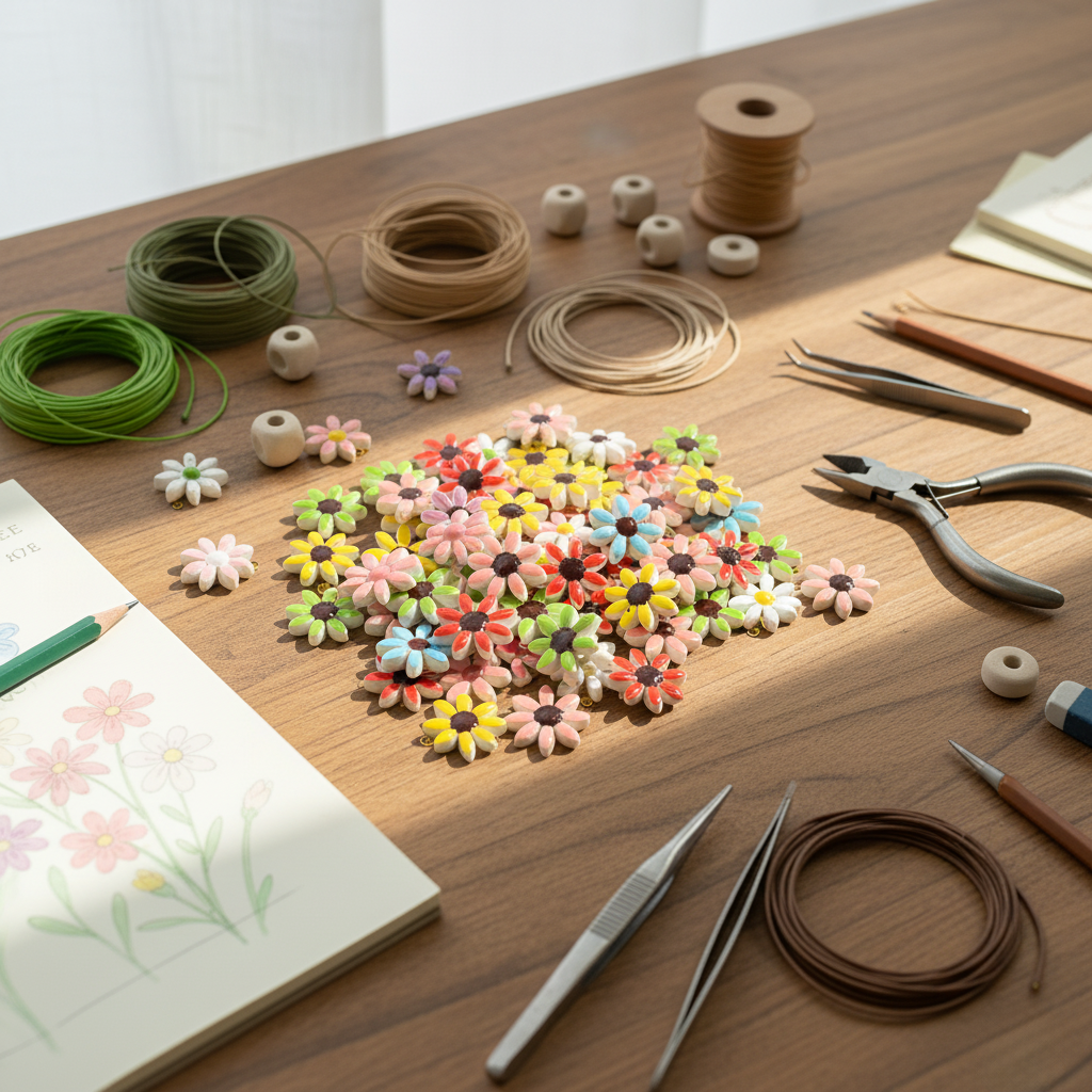 5pcs DIY Ceramic Flower Beads  - Jewelry Making Qc recension och pris