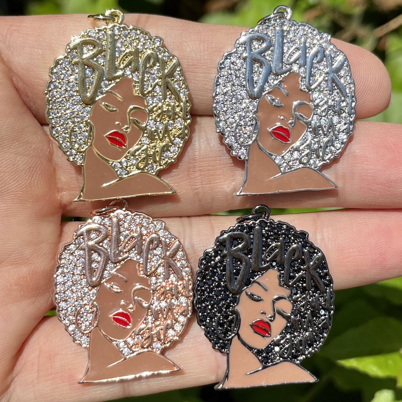 5Pcs Zirconia Paved Black Girl - Jewelry Making History recension och pris